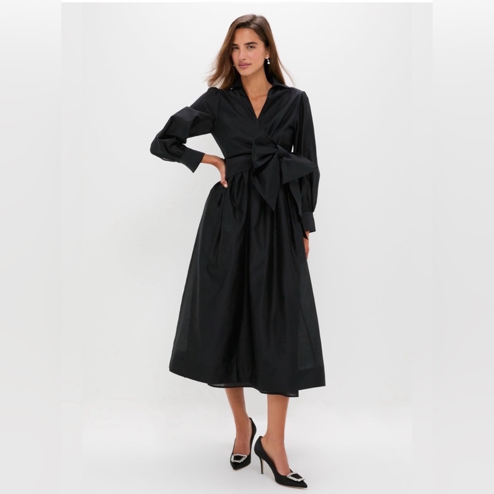 Tuckernuck Black Tie-Waist Midi Dress